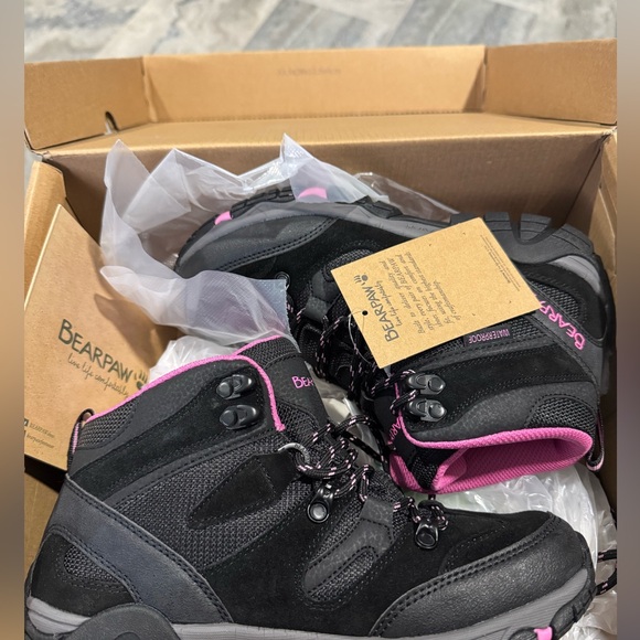 BearPaw Black and Pink Women's Hiking Boots - Picture 3 of 7